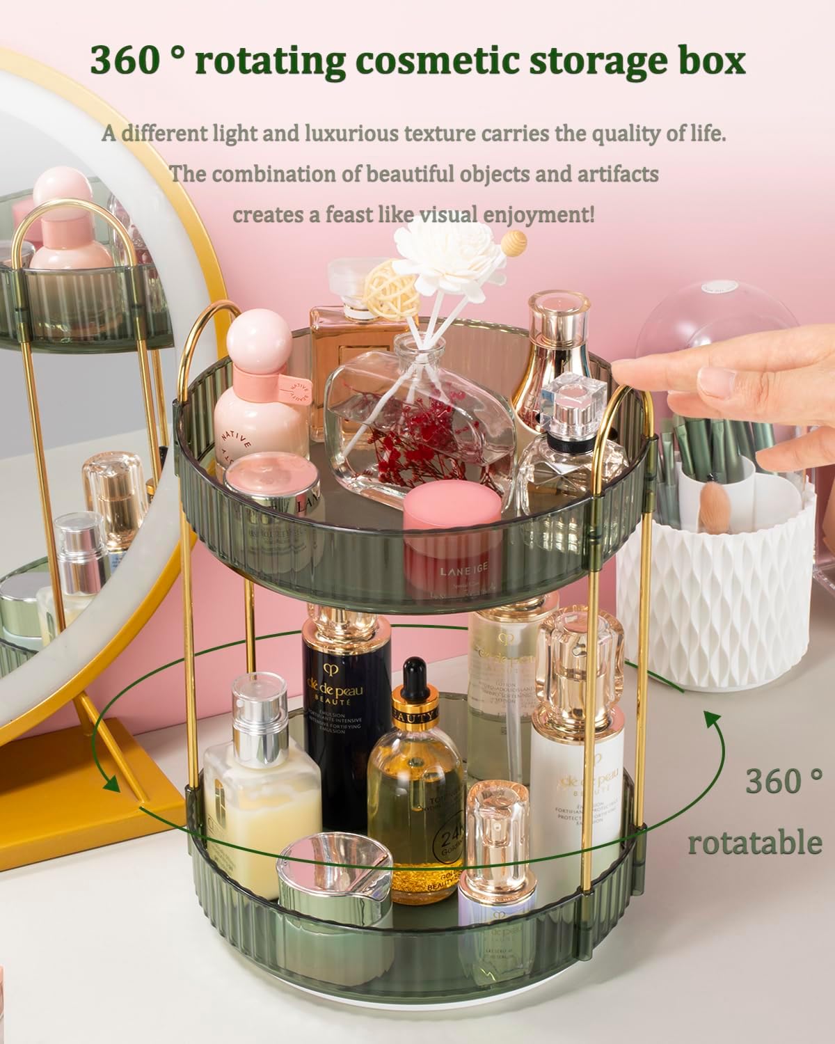 Argox 360 ° Rotary Makeup Organizer, Bathroom Counter Organizer,Skincare Care Organizer,Make up Organizers and Rotary Storage.