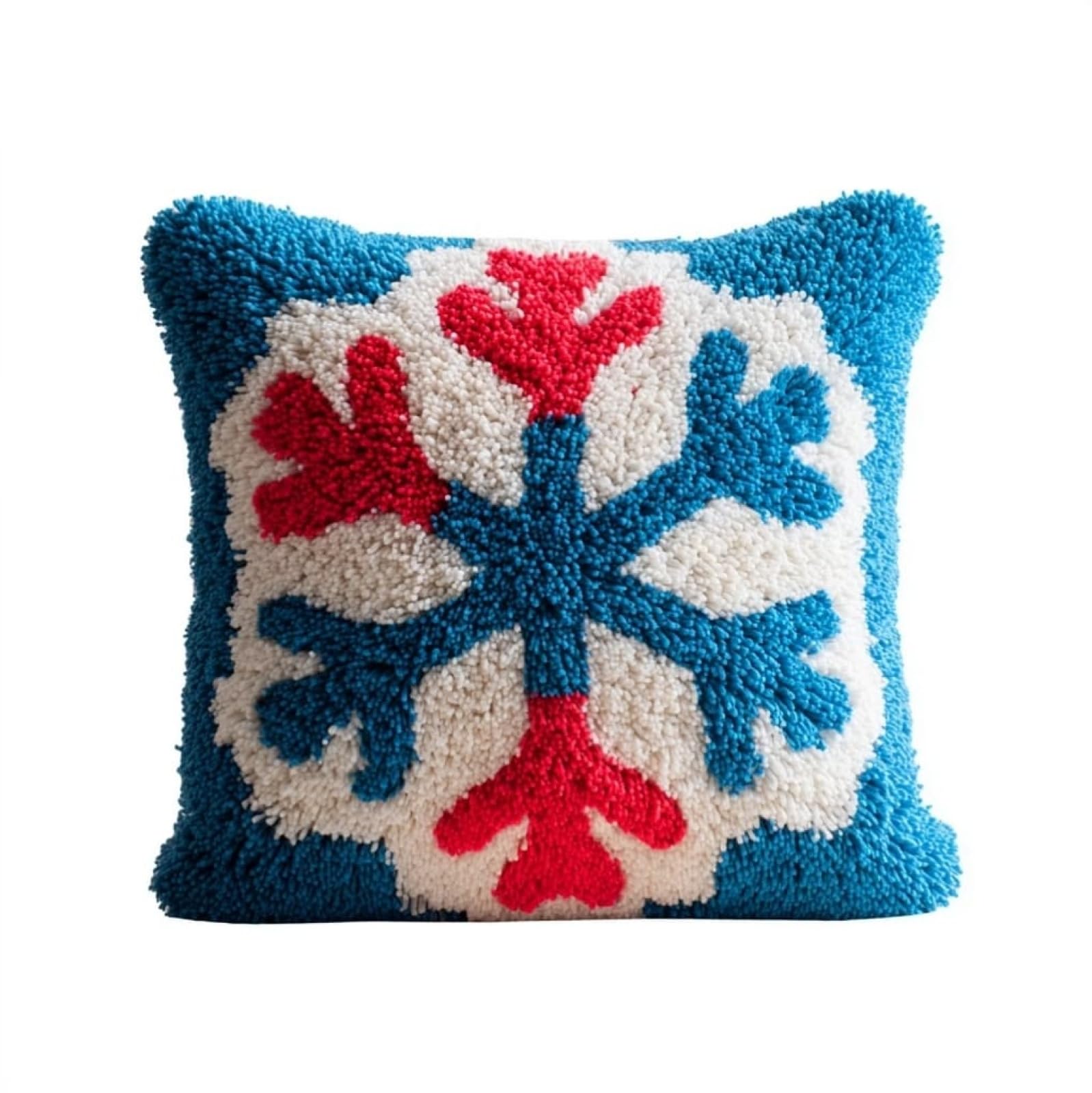 Wallustrioaw Christmas Snowflakes 43X43cm Latch Hook Embroidery Cushion Kit,