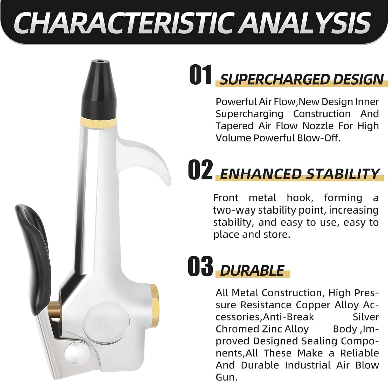 MEANLIN MEASURE 5PCS 1/4" Heavy Duty Lever Compressed Air Nozzle With Rubber Tip Safety Nozzle For Air Compressor Home Garage Store Industrial