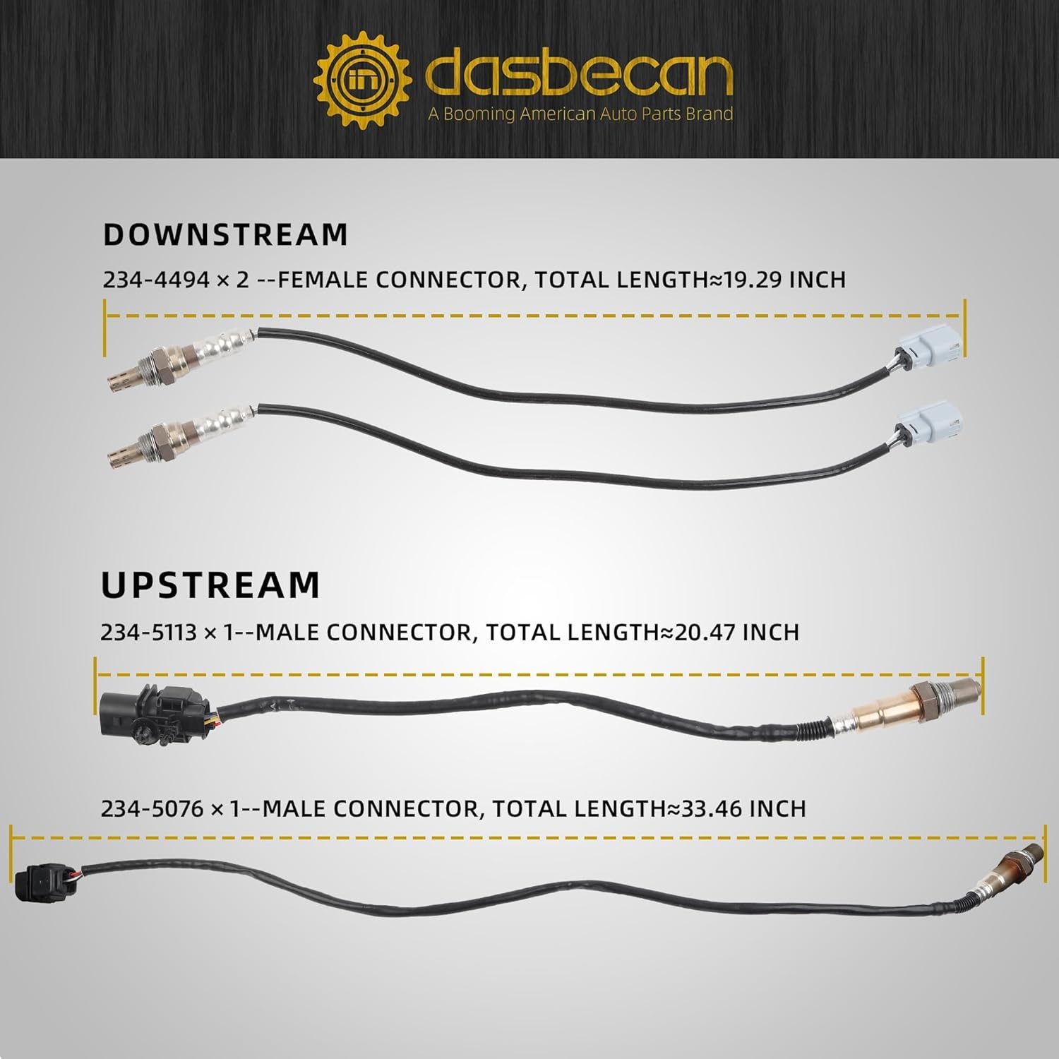 Dasbecan Oxygen Sensor 4PCS Compatible with 2011-2014 Ford F150 F-150 5.0L 6.2L 234-5113 234-5076 234-4494 O2 Sensor Left Right Upstream & Downstream