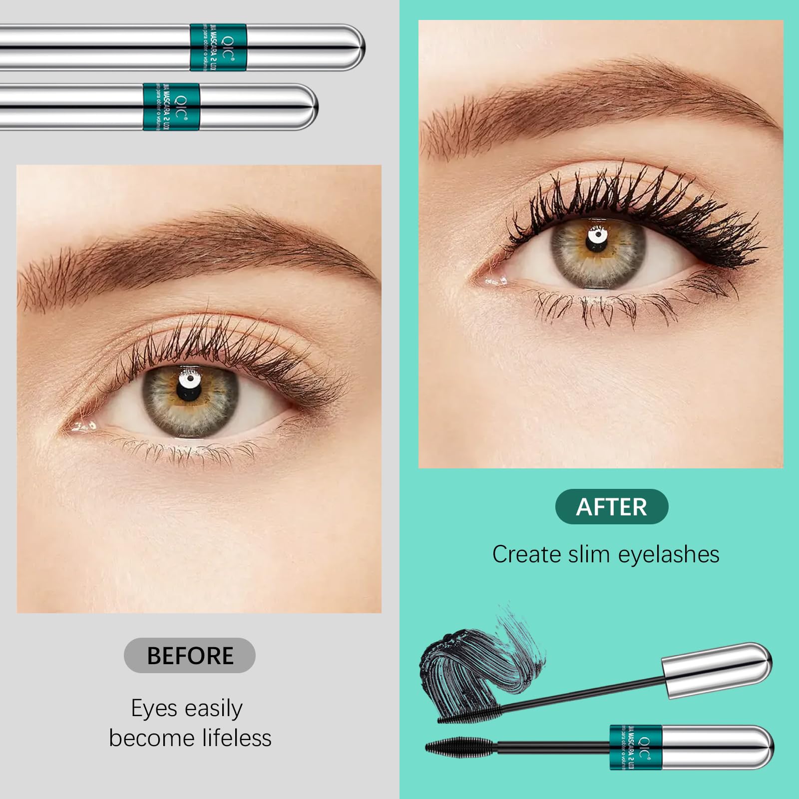 Bettinay 2PCS 4D Waterproof Silk Fiber Lash Mascara, 2 in 1 Lengthening Mascara, Black, 5 ml (Pack of 2) - Image 4