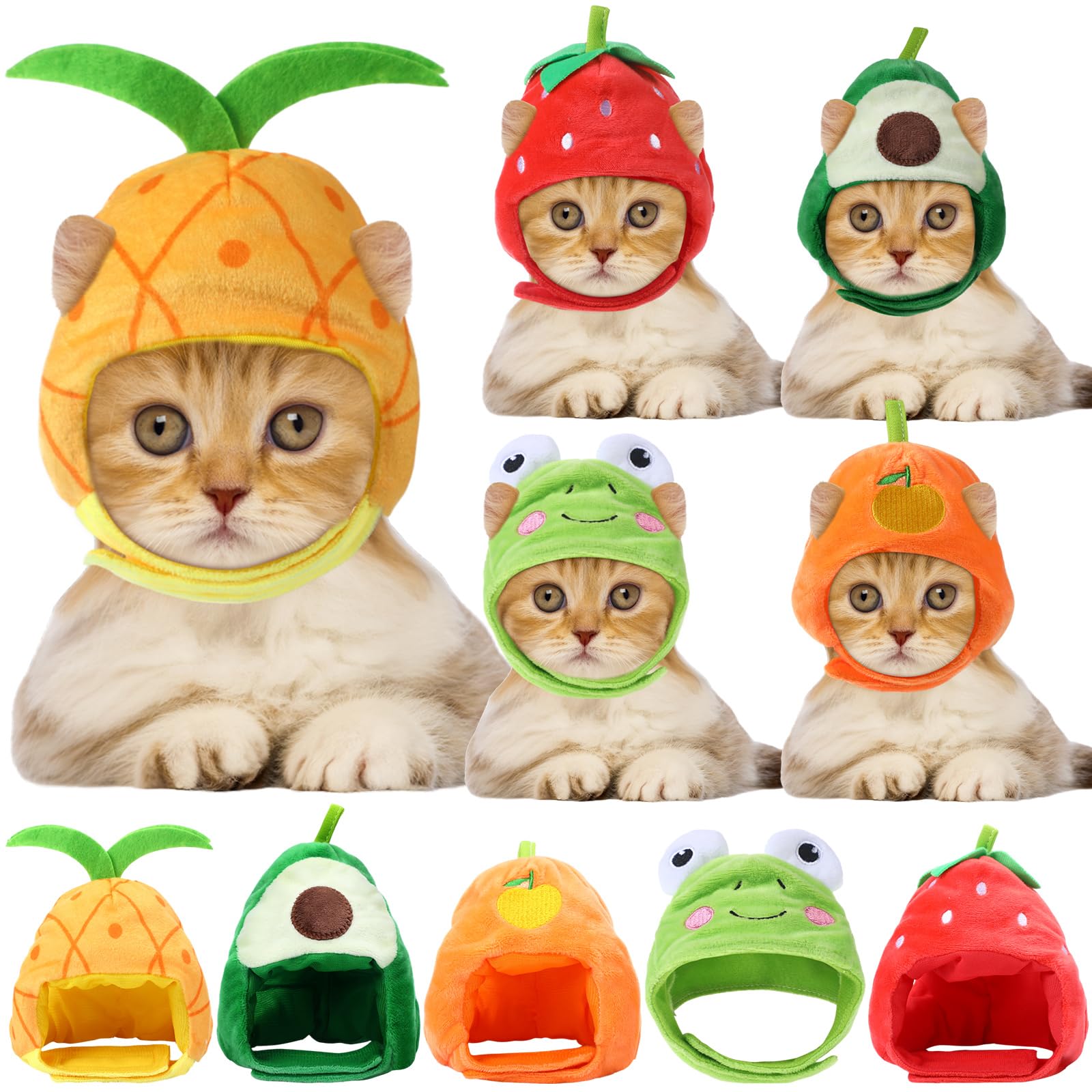 Weewooday 5 Pcs Cat Adorable Costume Bunny Hat with Ears Funny Mane Cat Hat for Pets and Small Dogs Kitten Puppy Party Costume Accessory Headwear(