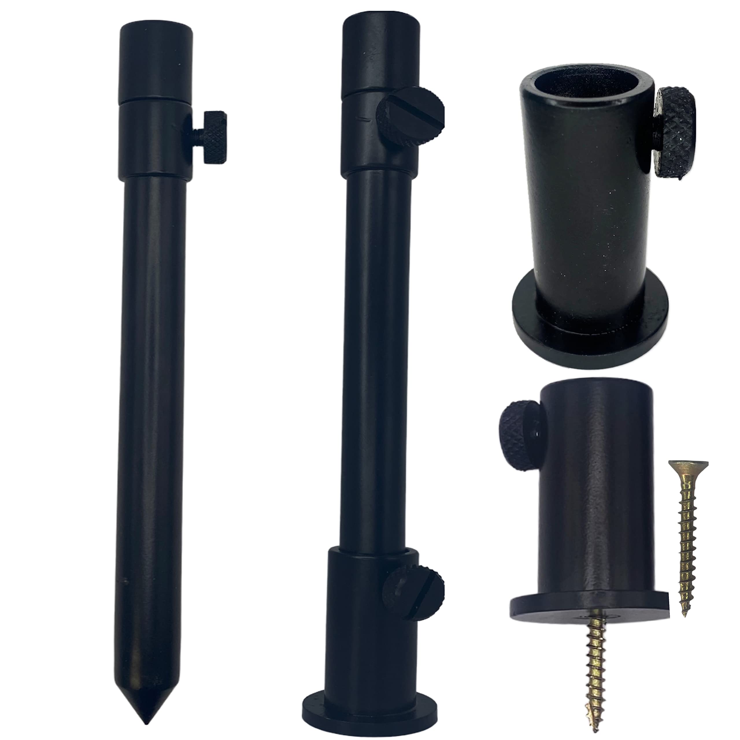 2 LFS Black Aluminium Stage stands + 2 x 20-30cm Bank Sticks Carp Coarse Fishing