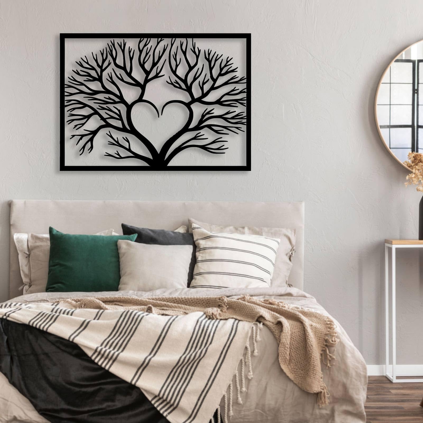 Metall-Wandkunst silberner AST Lebensbaum ästhetische Schlafzimmer-AST-Dekoration Moderne Skulptur für Wohnzimmer Schlafzimmer Flur und Treppenhaus Natur-Wohndeko