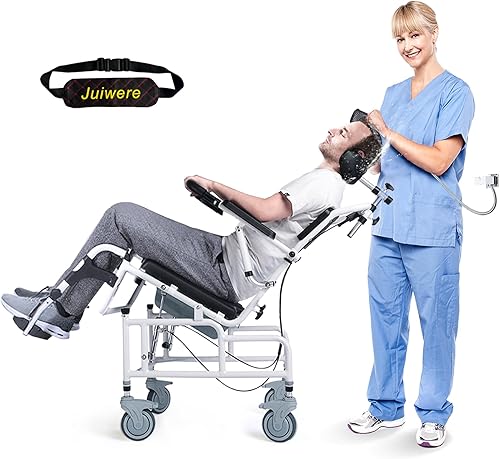 Silla de ducha con cojín de asiento suave, silla de ducha reclinable, silla de ducha médica, silla de inodoro con capacidad de peso de 300 libras