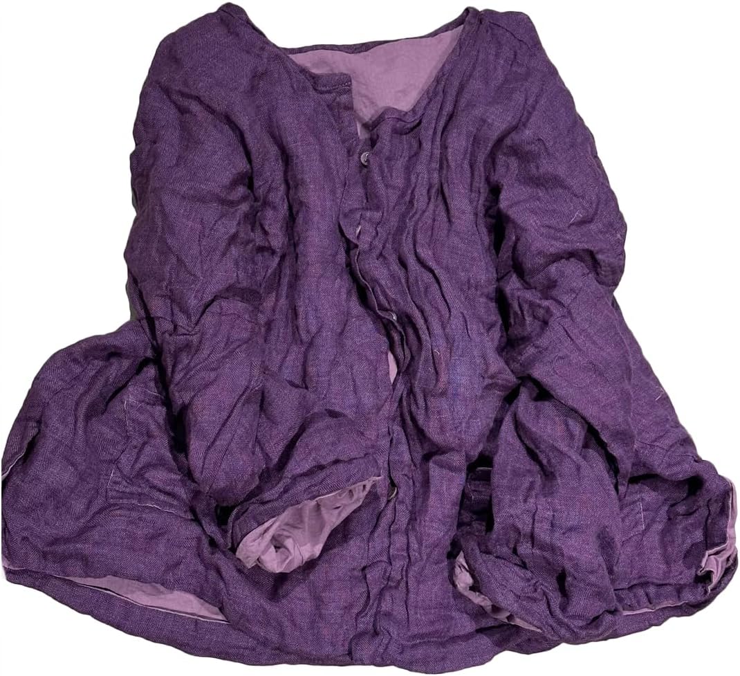 NFYM Vintage Textured Linen Button-Down Artistic Jacket Lightweight Casual Wear for Women