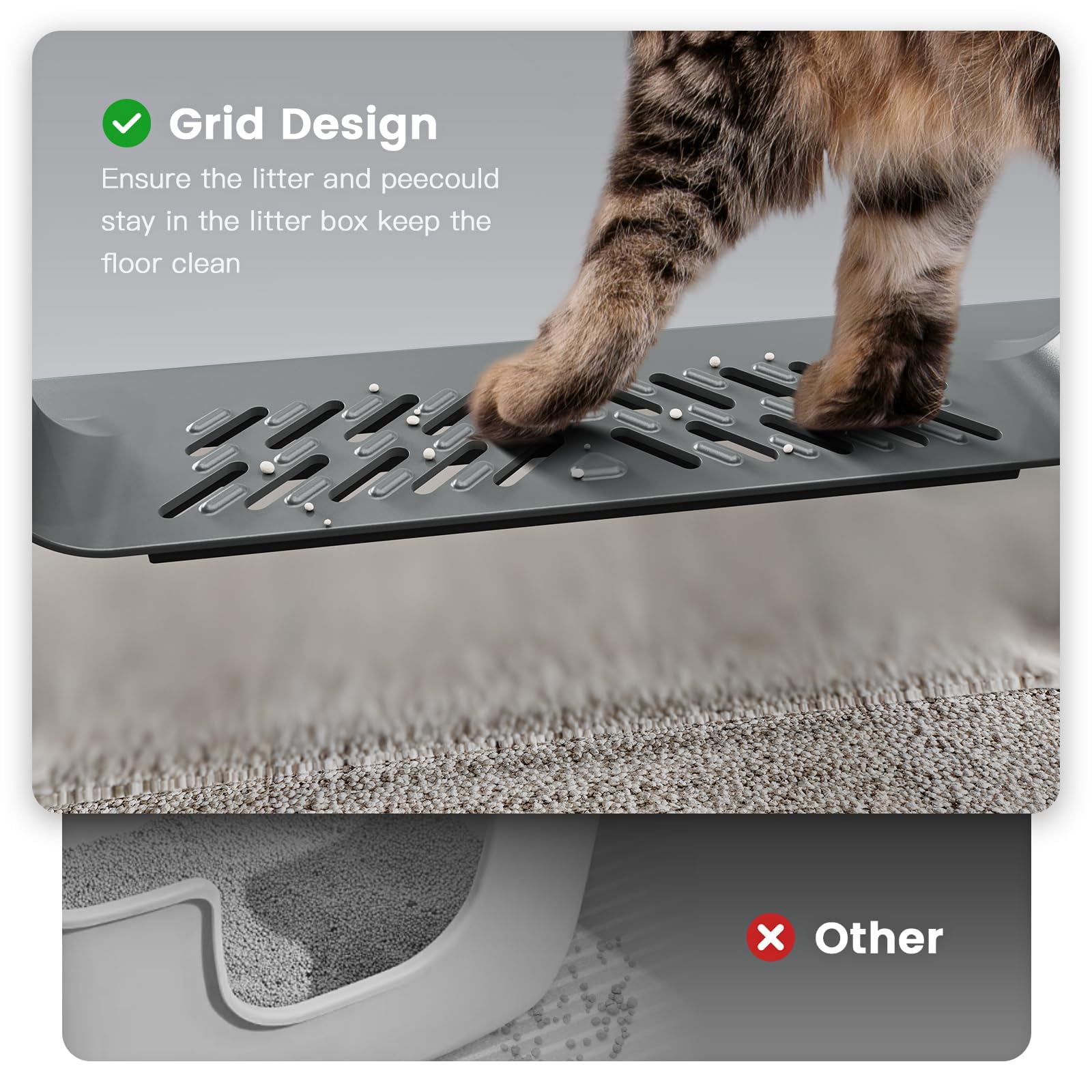 XXL-Katzentoilette aus Edelstahl mit hoher Seite, 66 cm L x 45,7 cm B x 30,5 cm H, extra große Katzentoilette für große Katzen und mehrere Katzen, Katzentoilette mit Anti-Urin-Auslauf, leicht zu