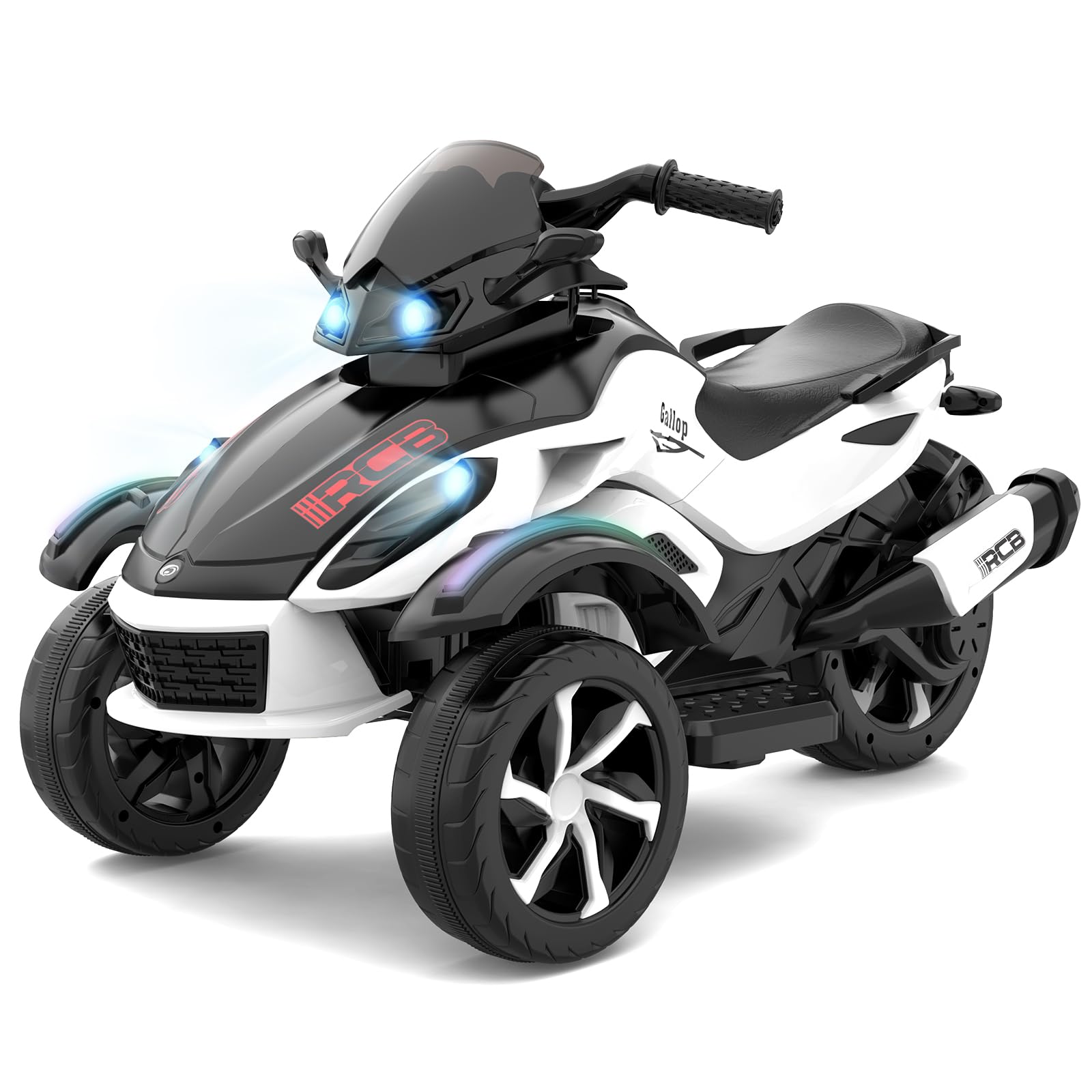 RCB 12V Electric Motorbike Kids, Ride on Motorcycle with 2 Motors, 4km/h Speed, LED Lights, USB, Multi-Types of Music for Early Education, the Best Kids Motorbike Electric for 3-8 Years