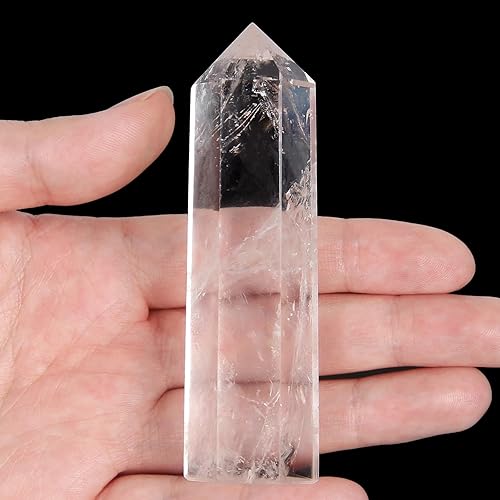 Varita de cristal de obsidiana, 1 varita de cristal de obsidiana natural de 3.1 a 3.5 pulgadas, cristal curativo y piedras, torre de piedra de