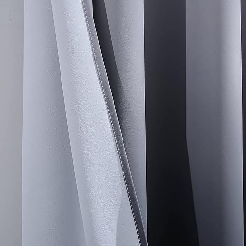 Miniatura 6 de Yakamok Cortinas degradadas de 63 pulgadas de largo, con aislamiento térmico, bloqueo de luz, color degradado de blanco grisáceo a negro, cortinas