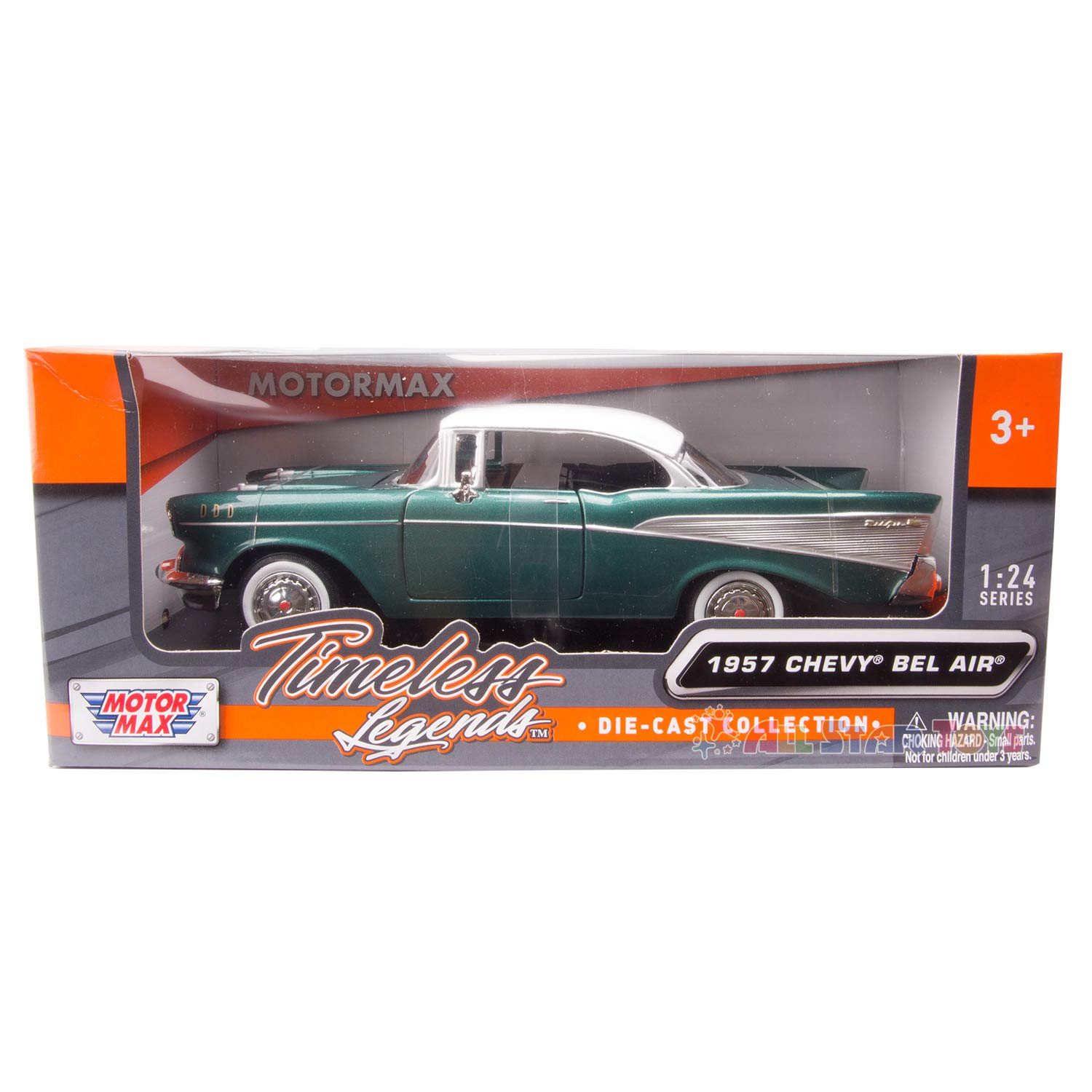 Amazon.com: 1957 Chevy Bel Air Green 1/24 Scale Diecast Model Toy