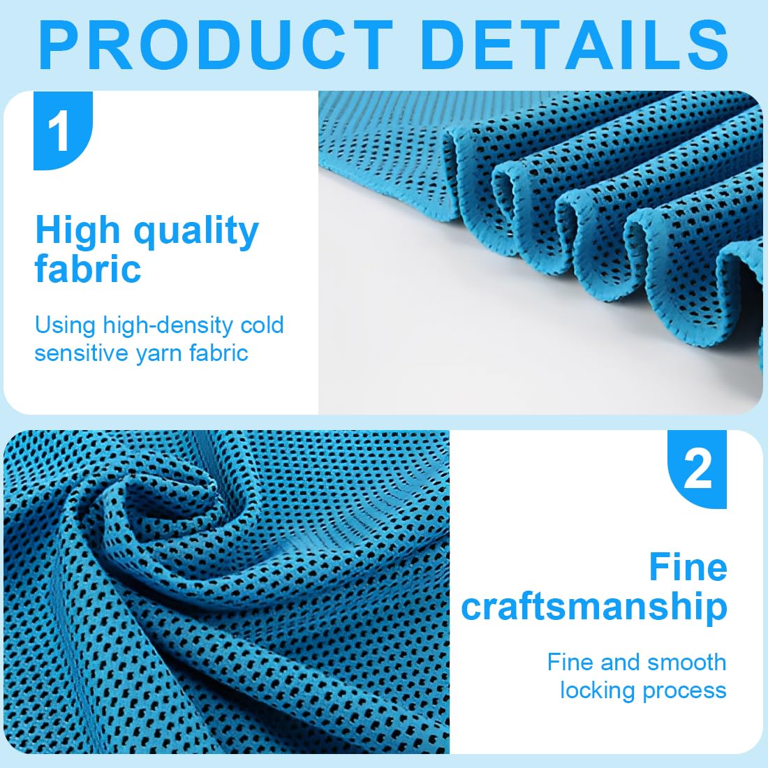 GXGM 3 Pezzi Asciugamano Rinfrescante in Microfibra - Asciugamani Refrigerante Perfetto per Lo Sport -Cooling Towel per Palestra, Tennis, Viaggio, Yoga,Unisex(Blu)
