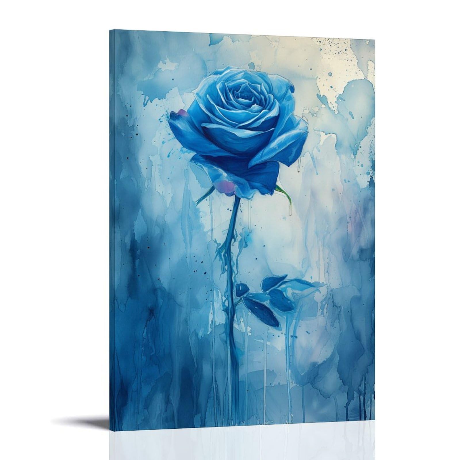 Amazon.com: A Blue Rose Canvas Painting Wall Art Bright Pastel
