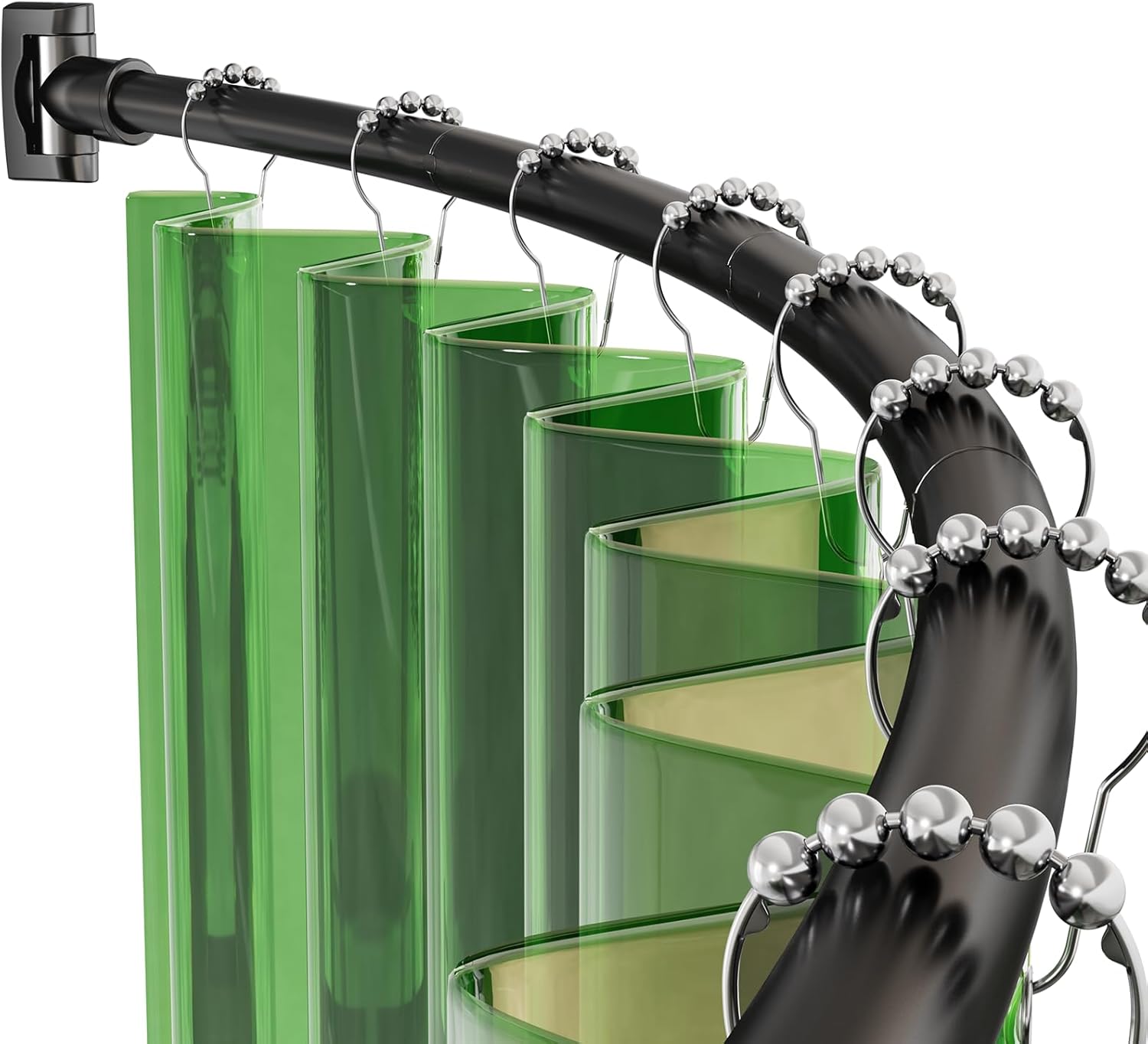 AmazerBath Arched Curved Shower Curtain Rod, 20-79 Inches Heavy Duty Shower Rod Rust Proof Bathroom Curtain Rod, Adjustable Telescoping Design Easy Segmented Installation, Need to Drill, Black 20-79 Inches Black