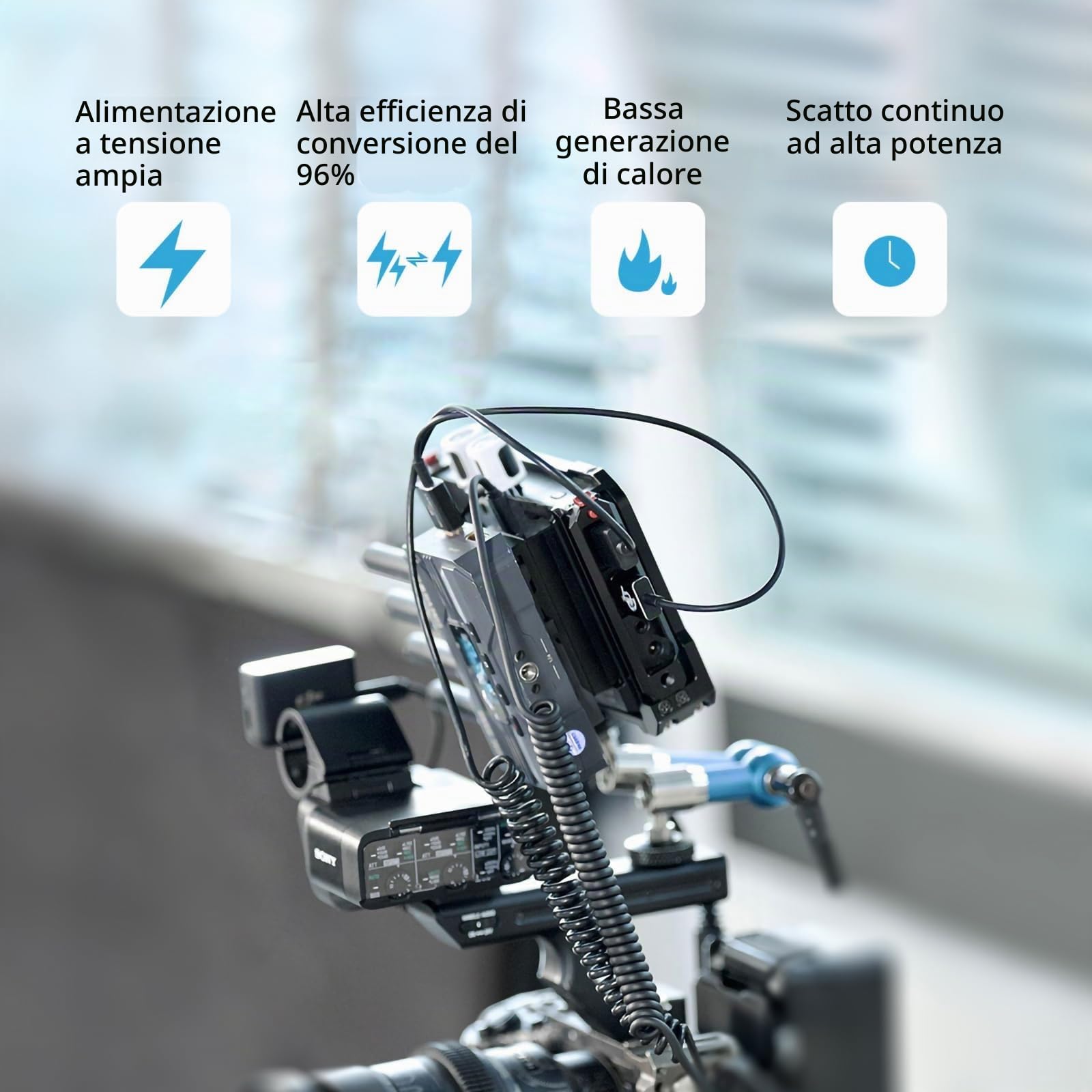 NPF3-SE NP-F Batteria Fittizia con USB-C e D-Tap Input | 5525 Locking Cable Compatibile con NP-F550/570/750/770/970 per LED Lights, Monitors e V-Mount Power
