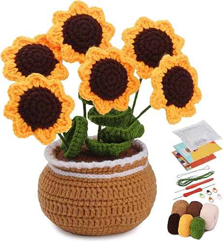 kgxulr Kit de ganchillo para principiantes, kit de ganchillo Little Daisy para principiantes, kit de inicio de ganchillo para principiantes