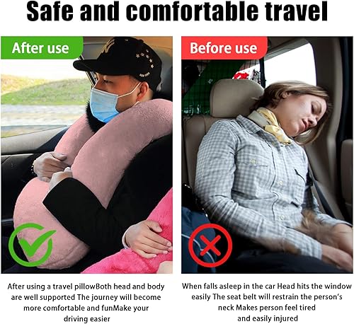 Miniatura 5 de Almohada de viaje para coche y avión, almohadas de lectura para viajes de larga distancia, lavable suave para niños y adultos, almohada cervical