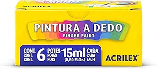 Pintura a Dedo 15 ml, Acrilex 11315, Multicor, Pacote de 6