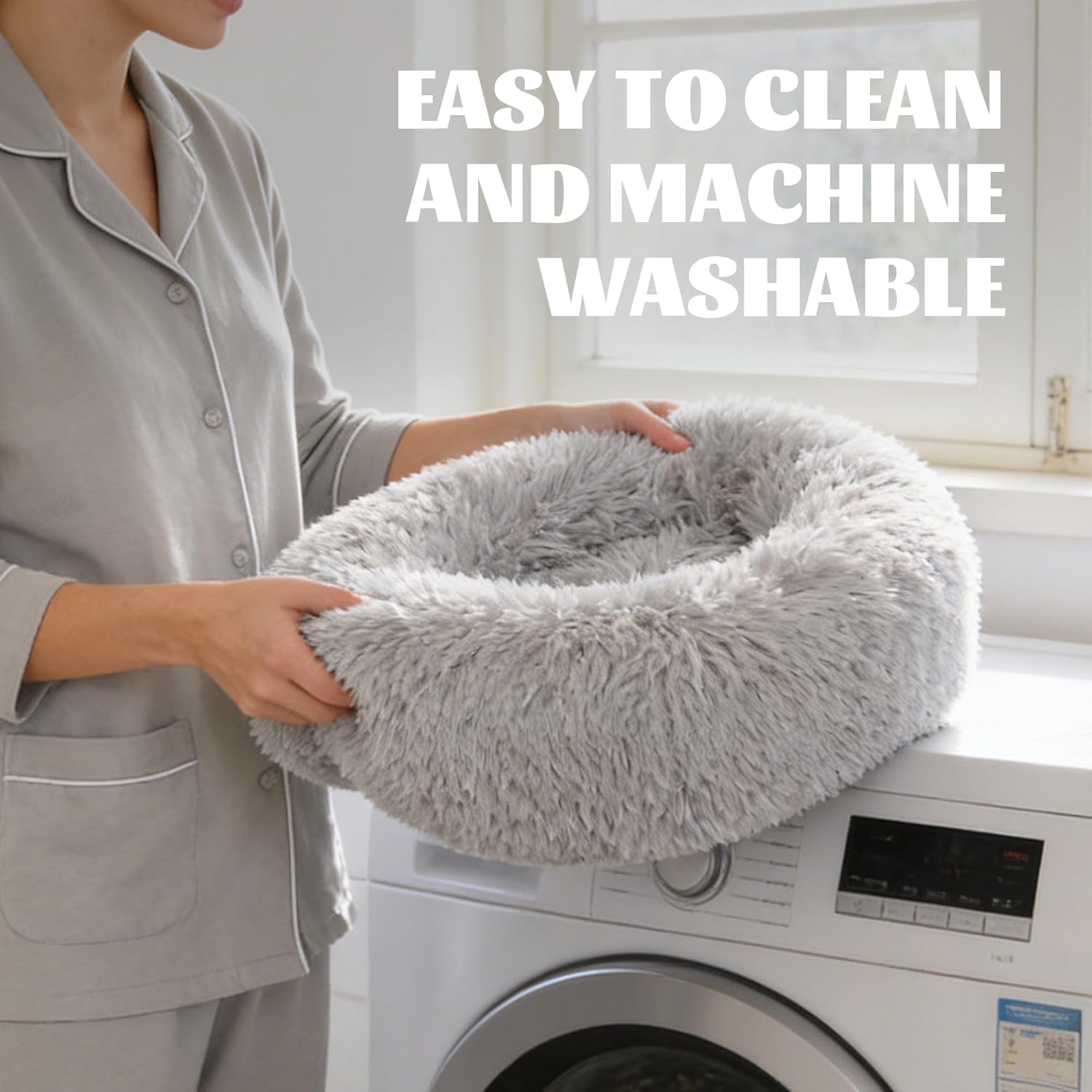 Pet Heating pad, Self Heating Pad for Outdoor Cat Houses, Warming Mat for Indoor Pet Beds & Furniture, Machine Washable (Light Grey, 31.49 X31.49 X0.98)