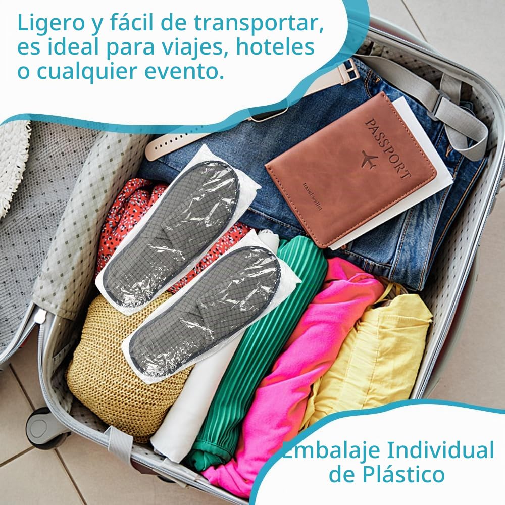 10 Pares Pantuflas Desechables Invitados, Zapatillas de casa InvitadosLavables, Pantuflas para Invitados para Hombre y Mujer, Zapatillas Antideslizantes para Hotel Spa Casa - Talla EU 36-44