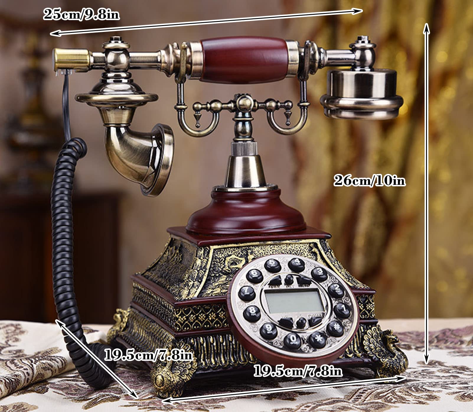 Amazon.co.jp: クラシックな回転式電話、樹脂製の着信音プッシュボタン