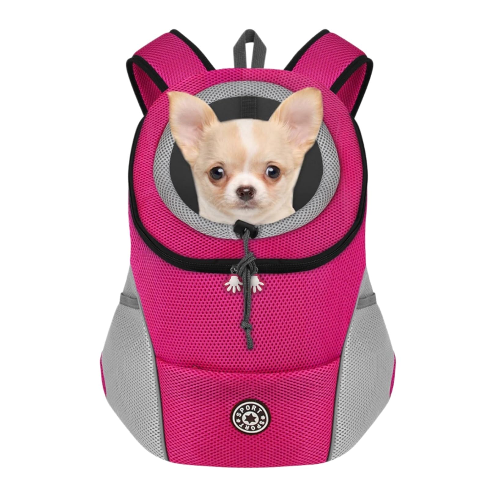 Veslyn Pet Travel Bag Foldable Mesh Carrier Backpack For Dogs & Cats, Double Shoulder Front Carry Outdoor Walking-rose-m 44x36x21cm