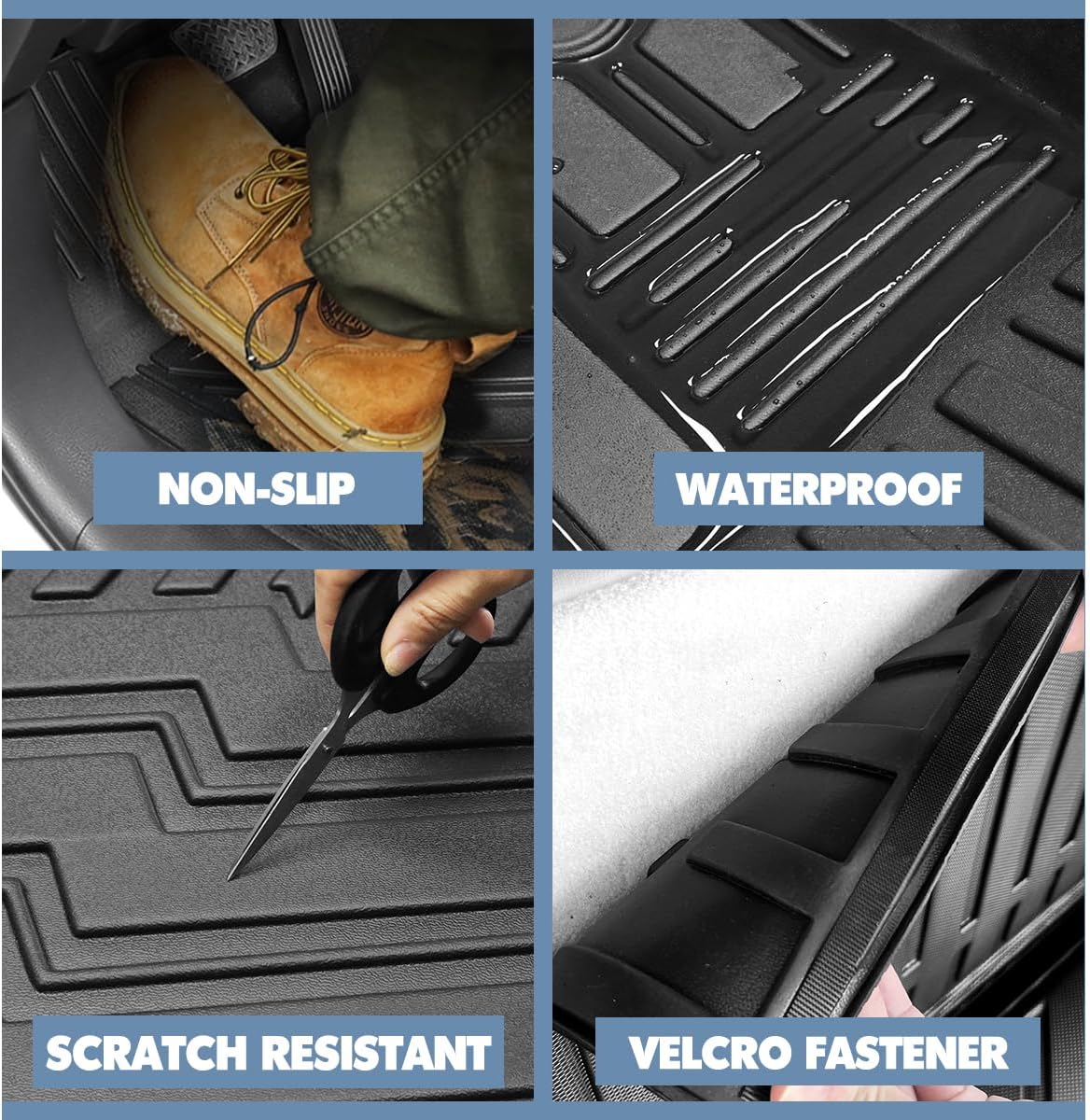 Vanseno Floor mats Compatible for 2019-2024 Infiniti QX80/Nissan Armada Floor Liner All Weather TPE Heavy Duty Custom Fit Mats for Armada/Infiniti QX80 Accessories, Black (Floor mats)