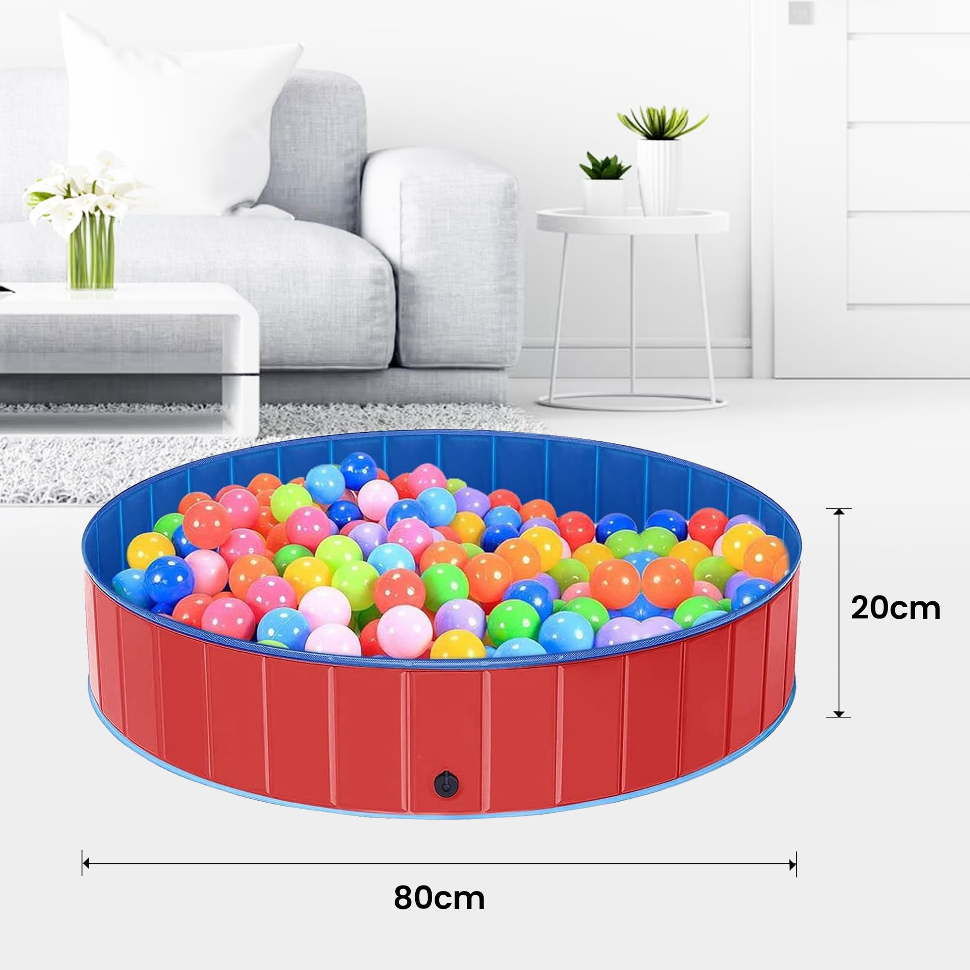 Kidology 4-in-1 Foldable Kids Pool - Ball Pit, Sandbox & Toy Storage Durable & Portable Outdoor/Indoor Activity Pool Ball Pit Structure for Toddlers & Kids - Balls Not Included (Red, 80 * 20Cm) - Image 2 thumbnail
