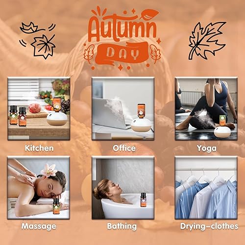 Miniatura 5 de Juego de aceites esenciales de otoño, extractos de plantas puros, aceites esenciales difusores de aceite, aceites esenciales para difusores para el