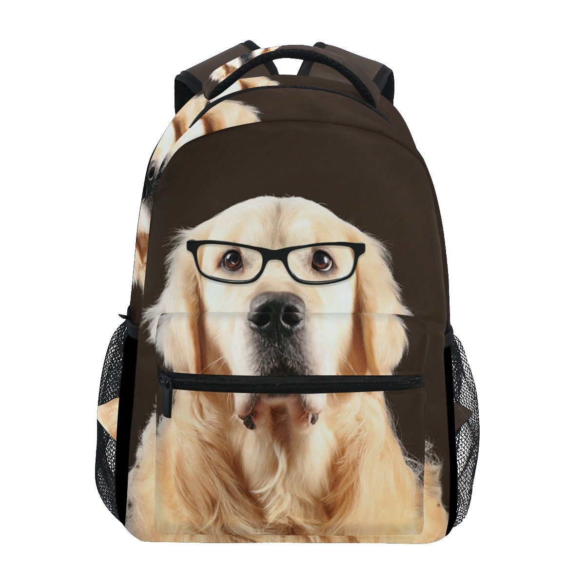 senya Golden Retriever Dog In Glasses School Backpack for Boys Girls Bookbag Travel Bag