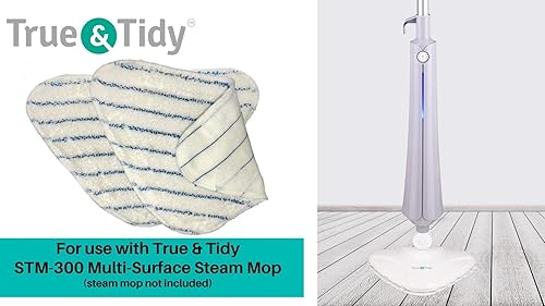 Miniatura 3 de True & Tidy, Paquete de almohadillas de microfibra para fregona de vapor STM-300, se adapta a otras fregonas de vapor, lavable a máquina hasta 100 x