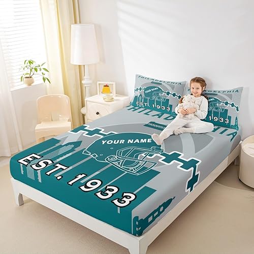Miniatura 3 de Erosebridal Sábana bajera ajustable personalizada para niños, para fanáticos del fútbol deportivo, juego de cama del equipo de fútbol, juego de ropa
