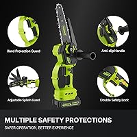 Vista 8 de WORKIT Mini motosierra inalámbrica, motosierra eléctrica de 8 pulgadas con 2 baterías, motosierra de mano con engrasador automático, tensión sin