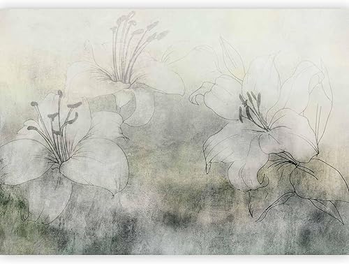 Miniatura 11 de artgeist Mural de pared Flores y plantas, 154 x 110 pulgadas, papel tapiz autoadhesivo extraíble grande, diseño impreso, mural de líneas de cemento