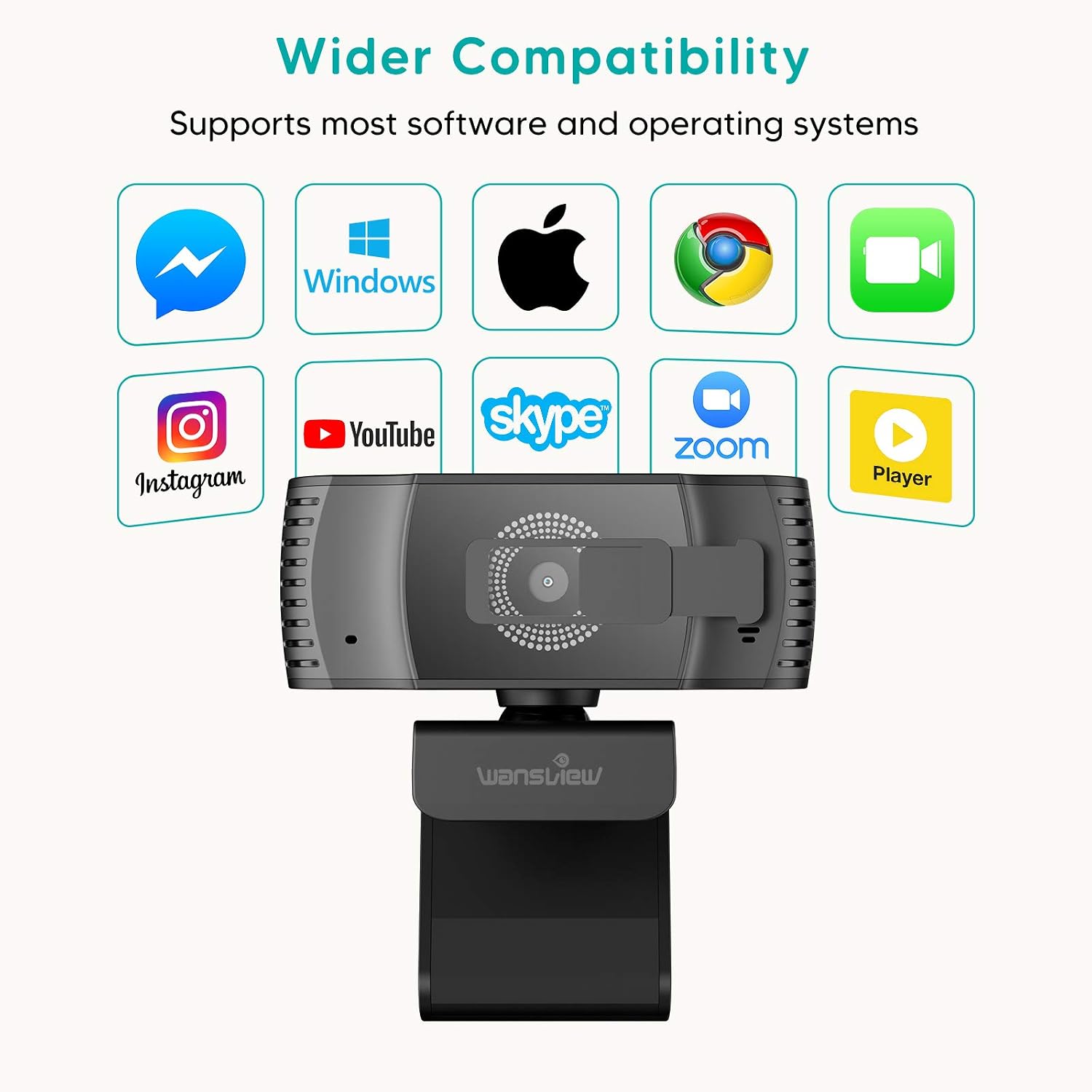wansview Webcam with Microphone, 1080P HD Webcam USB PC Laptop Autofocus Web Camera with Privacy Cover for Computer Desktop Live Streaming, Zoom, Video Call, Online Meeting, Gaming