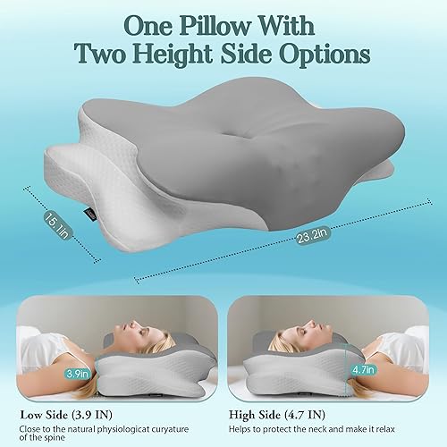 Miniatura 2 de Almohadas de espuma viscoelástica refrescante para aliviar el dolor de cuello y hombros, almohada ergonómica de cama de contorno para dormir de