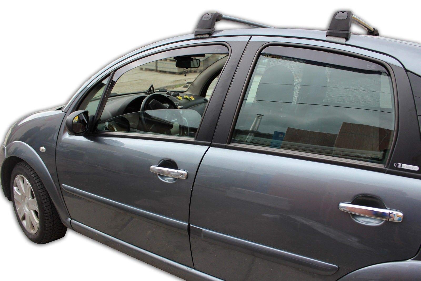 J&J AUTOMOTIVE Deflettori d'Aria per Citroen C3 2002-2009, Set da 4 Pezzi, Nero Fumé Oscurato Heko