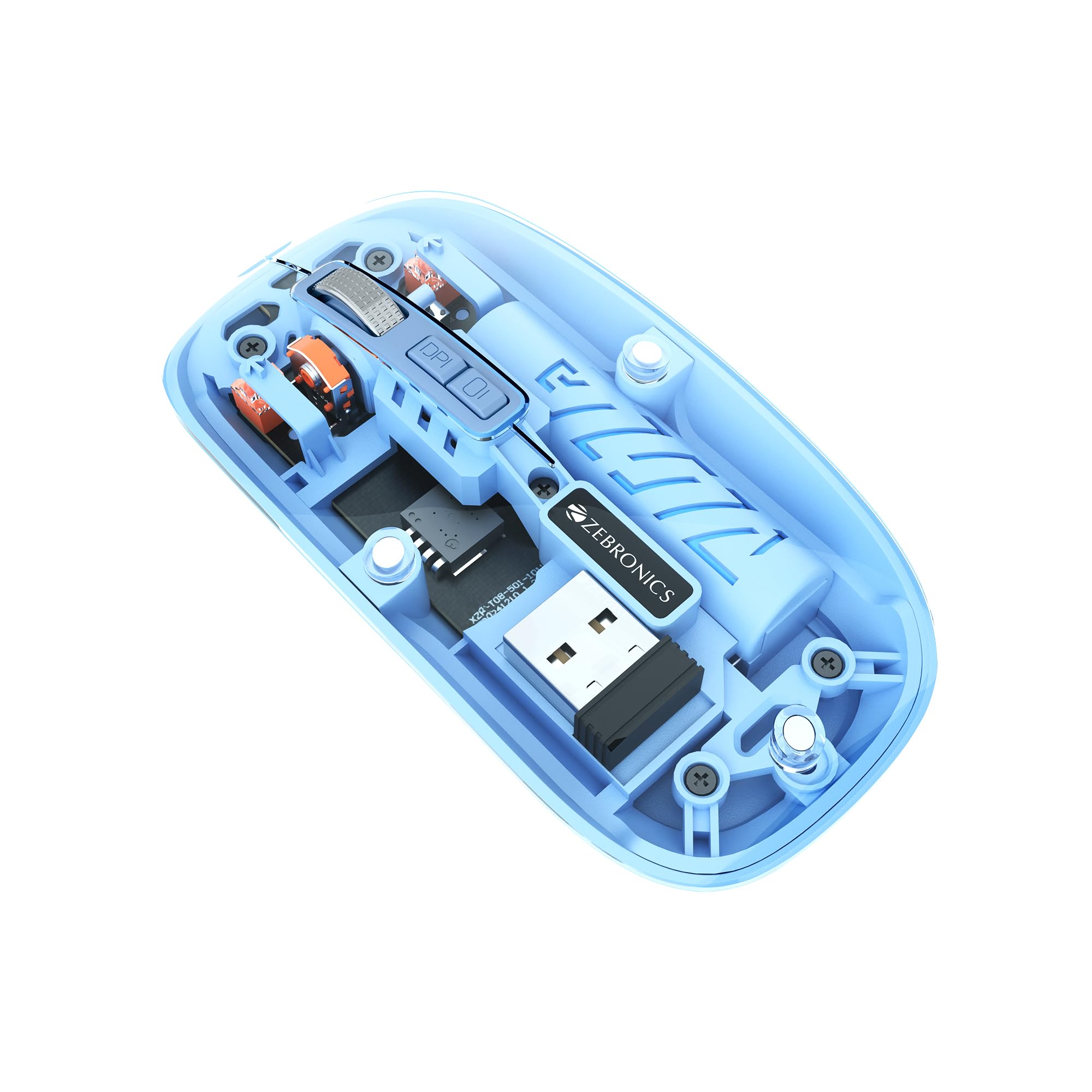 ZEBRONICS Glassy 10 Wireless Mouse, Dual Mode (2.4GHz + BT), Upto 1600 DPI, Silent Operation, 5 Buttons, Type-C Charging, Comfortable & Ergonomic, for...
