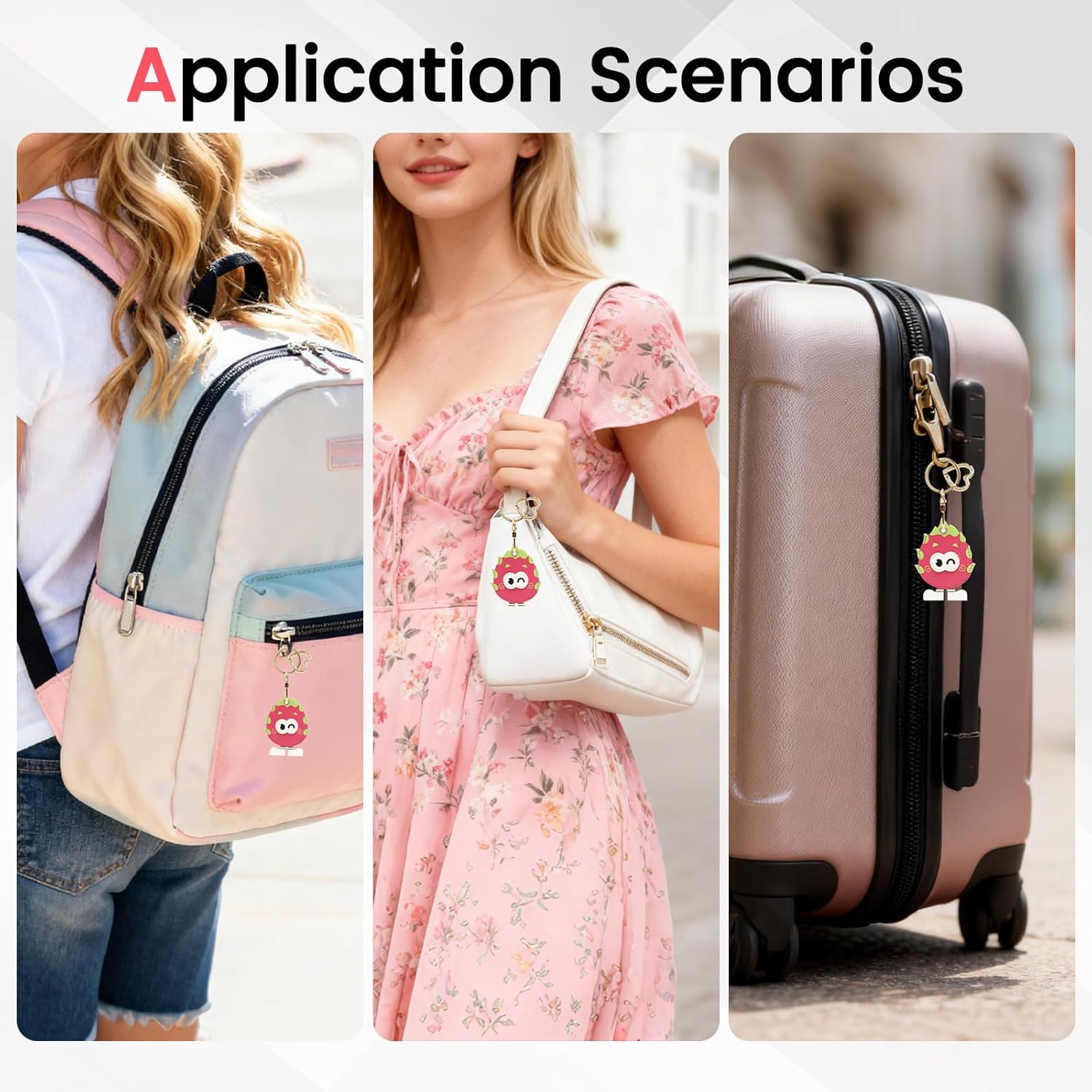 MC Fashion PU Leather Keychain Holder Compatible with AirTag, Cute Insect GPS Tracker Case Charm Key Ring (Roach) - Image 7