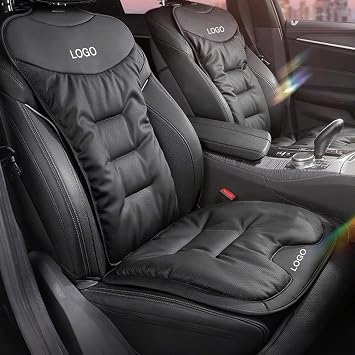 Custom Logo Car Seat Cushion with Back,3D Air Mesh Breathable Leather Automobile Seat Protector Cover,Universal Soft Non-Slip Car Seat Cushion Backrest Set,Easy to Install