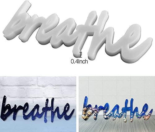 Miniatura 4 de Moldes para letreros de palabras, 3 piezas de moldes de resina, moldes de silicona para resina epoxi Believe Breathe Blessed Mold, letreros de