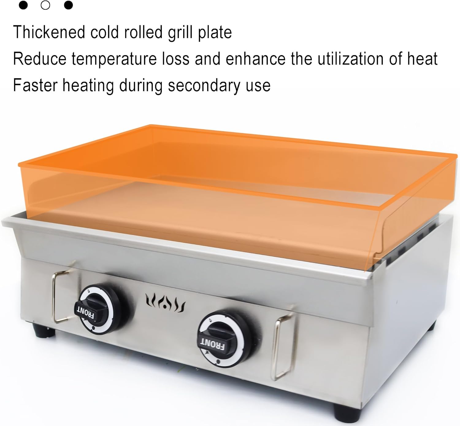 LPG Gas Grill Griddle 2 Burners Camp Countertop Stainless Steel Flat Cooking Grill 2800Pa Hot Plate Stove Outdoor Kitchen Pancakes Maker Machine with Adjustable Temperature Control