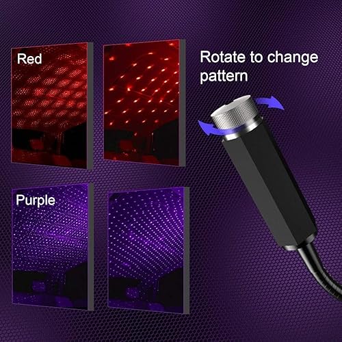 Miniatura 5 de SOCAL-LED Coche USB Púrpura Estrella Proyector Luz Nocturna Ajustable Interior LED Decorativo Romántico Techo Luces De Techo