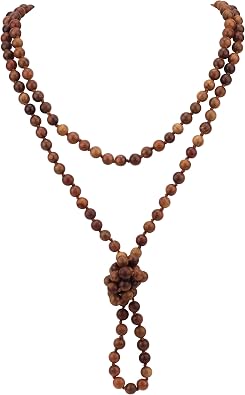 Firstmeet Fashion Natural Round Wood Beads 60 Long Strand Art Deco Necklace for Women