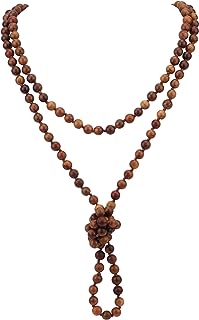 Fashion Natural Round Wood Beads 60'' Long Strand Art Deco Necklace for Women