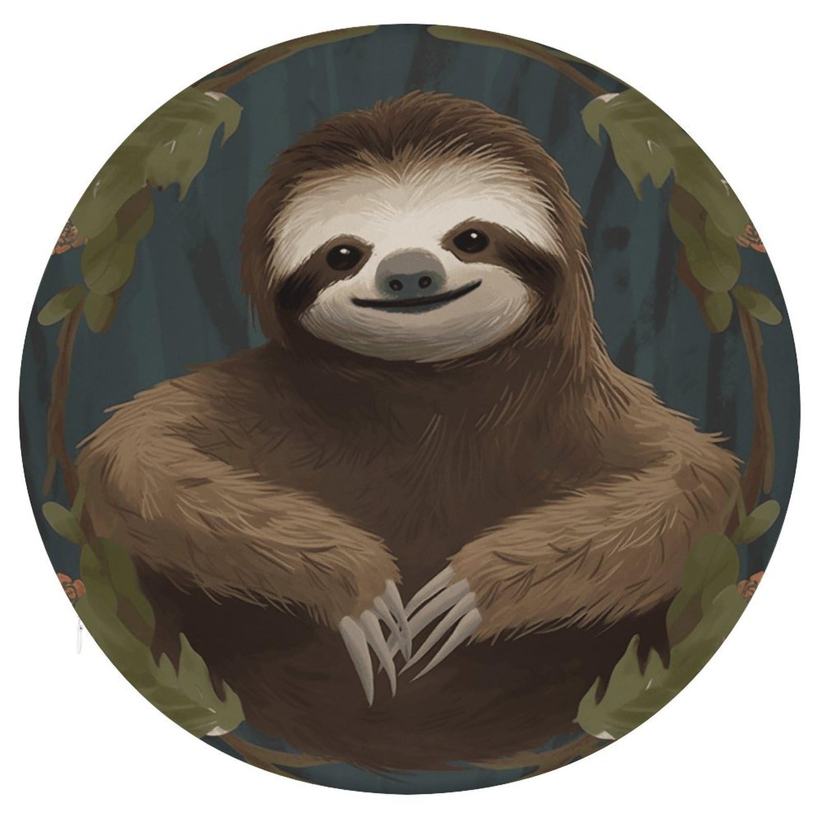 FekiLoot Sloth Circle Cushion Memory Foam Chair Pad Soft Warm Floor Cushions Reversible Seat Cushion Pads with Zipper for Indoor Outdoor Kitchen Dining Office