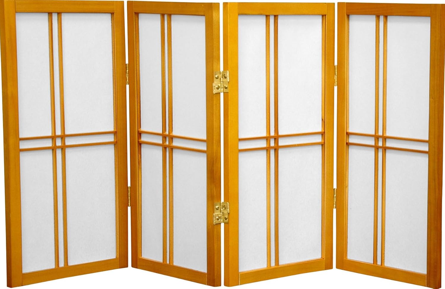 2 ft. short desktop double cross shoji screen - honey - 4 panels 4 panel honey