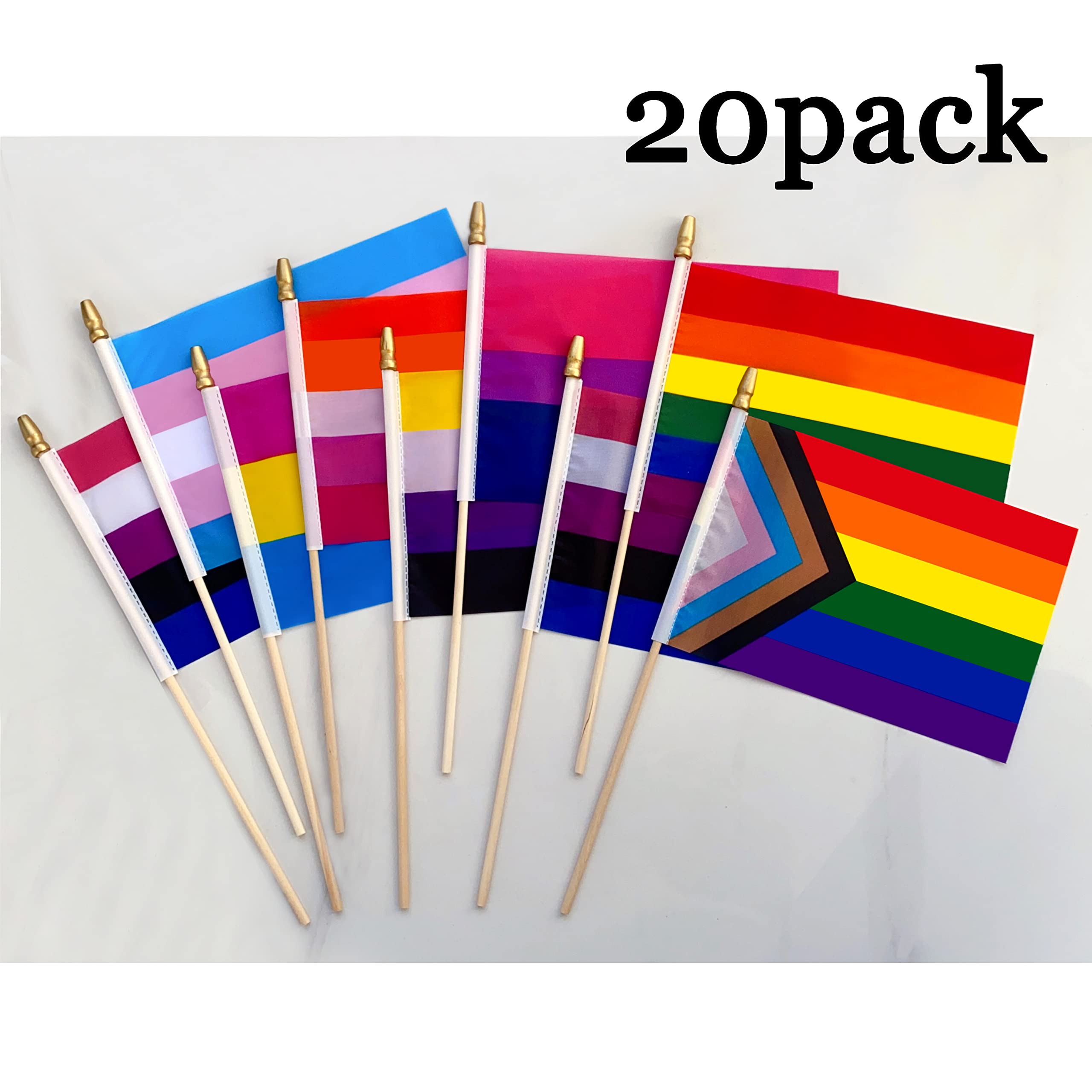 Mini Bandierine LGBTQ+ Pride A Bastoncino (8.2x5.5 Pollici) - Set MLM Gay Pride - Bob, Beverly &amp; Bernice