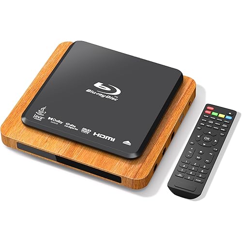 Blu Ray Player, 1080p Full HD with Surround Sound A 1 Blu-Ray All Region DVD Player, HDMI/USB/AV Connection Blue Ray Disc Player for TV/RV/Home Theater/Car (Retro Design)