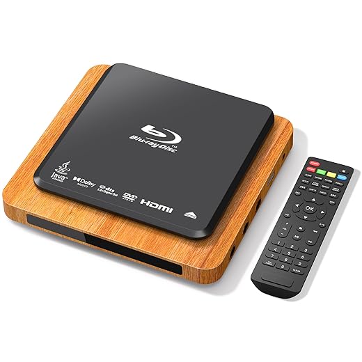 Blu Ray Player, 1080p Full HD with Surround Sound A 1 Blu-Ray All Region DVD Player, HDMI/USB/AV Connection Blue Ray Disc Player for TV/RV/Home Theater/Car (Retro Design)